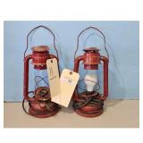 Vintage Red Electric Lanterns Set