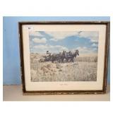 Framed Print "Golden Harvest" Farm Scene with Ho