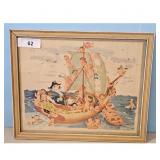 Vintage "Swanny" Ship Print with Babies Artwork