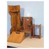 Vintage Wooden Dollhouse Furniture Lot - Chair, Sh