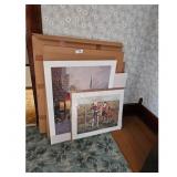 Lot of 2 Framed Art Prints - Winter Scene and Cowb