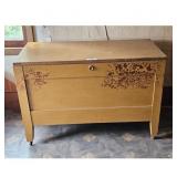Vintage Yellow Wooden Blanket Chest Trunk Storage