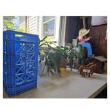 Vintage Wooden Farmer Figurine & Blue Crate Lot