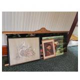 Vintage Framed Art Lot - Deer, Jesus Portrait, Hor