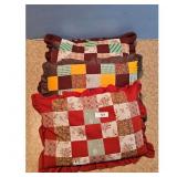 Set of 3 Handmade Patchwork Throw Pillows with Ruf