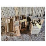 Lot of 6 Vintage Wooden Crates and Boxes
