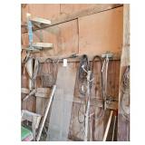 Farm Barn Tools Lot - Pickaxe, Shovel, Bridle, Woo