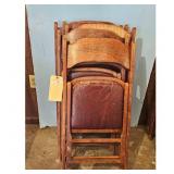 4 Wooden  Hicks Folding Chairs w/ Upholstered Seat