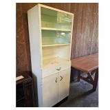 Vintage Metal Kitchen Cabinet with Glass Doors