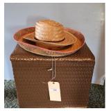 Woven Straw Sombrero and Clothes hamper
