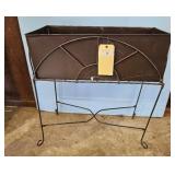 Vintage Metal Rectangular Planter with Stand