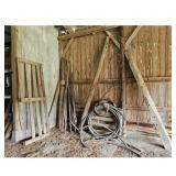 Vintage Barn Wood Gate, Lumber, & Heavy Duty Hose