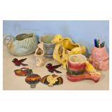Vintage Ceramic Planters & Desk Organizer Lot - Du