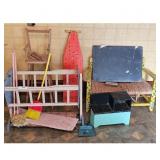 Vintage Dollhouse Furniture Lot: Cradle, Ironing B