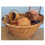 Lot of Wicker and Wood Baskets