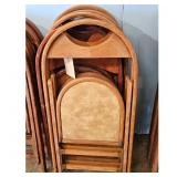 Set of 6 Vintage Wooden Folding Chairs with Uphols