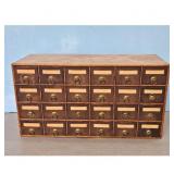 Vintage Wooden Card Catalog Cabinet with 24 Drawer