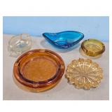 Vintage Glass Ashtray Collection - Amber, Blue, an