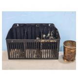 Metal Post Office Wall Pocket/Silver Plate Cup