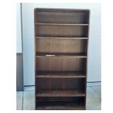 Vintage Wooden Bookshelf 6 Shelves Dark Wood Finis