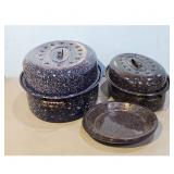 Enamelware Roasting Pan Set with Lid and Pie Pans