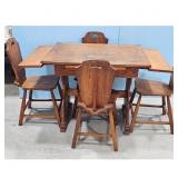 Ponderosa Style Oak Dining Set with 4 Chairs