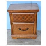 Vintage Oak Wood Nightstand End Table 2 Drawer