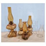 Lot of  4 Glass Oil Lamps