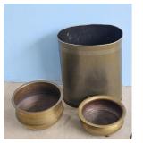 Vintage Brass Planters and Waste Bin Set