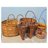 Set of 6 Woven Baskets - Various Sizes and Colors