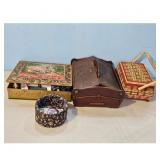 Vintage Sewing Box Lot with Thread, Notions, and B