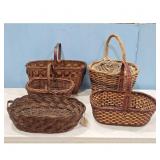 Set of 5 Vintage Wicker and Woven Baskets