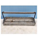 Vintage Galvanized Metal Tool Caddy Tray with Wood