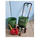 Scotts Spreader, Eagle Oil Can, Gasoline Can, and