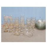 Vintage Rose Floral Glassware Set - Wine Glasses,