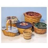 Lot of 6 Vintage Longaberger Baskets with Fabric L