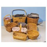 Lot of 9 Longaberger Baskets with Liners