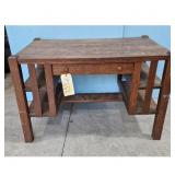 Antique Oak Mission Style Desk with Shelving