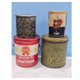 Vintage Tin Can Lot: Buchys Shortening, Nick Nite,