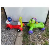 Fisher-Price Ride-On Toys Lot - Car & Dinosaur