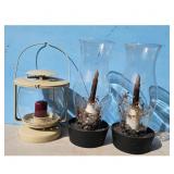 Set of 3 Vintage Candle Holders Lantern Hurricane