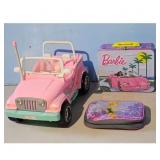 Barbie Pink Jeep and Tin Lunch Box Lot with Tinker