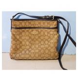 Coach Signature C Monogram Crossbody Bag Tan Brown