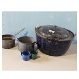 Enamelware Pot Set with Lid and Mugs