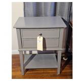 Gray Two-Drawer Nightstand with Shelf