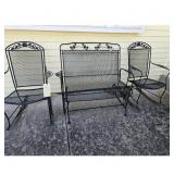 Black Wrought Iron Patio Set - 2 Rockers & 1 Glid