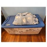 Storage Bin with Assorted Blankets/Flannel Sheet
