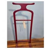 Red Wooden Valet Butler Stand Clothes Rack