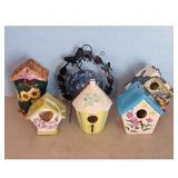 Set of 5 Ceramic Decorative Birdhouses with Floral