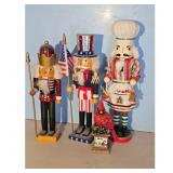 Set of 3 Patriotic & Chef Nutcrackers with Cardina